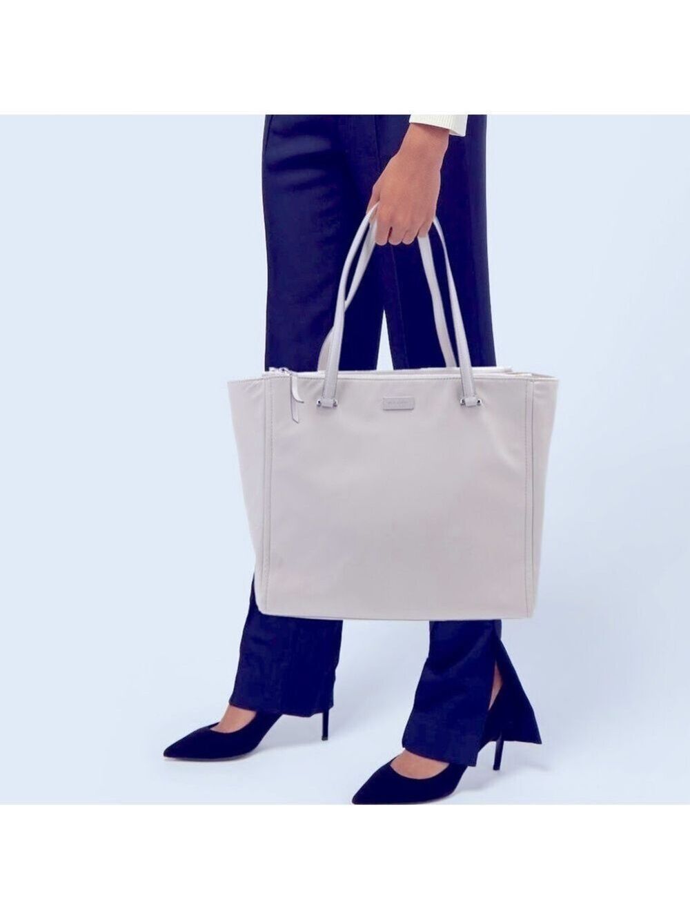 Kate Spade New York Leather Trimmed Nylon Tote Bag, Soft Taupe